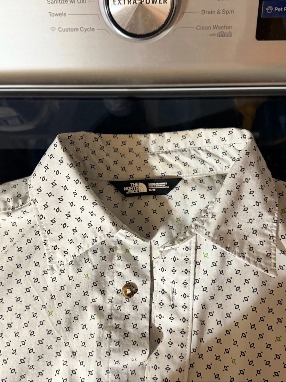 The North Face White Short-Sleeve Button-Down Shirt with Micro Geometric Print